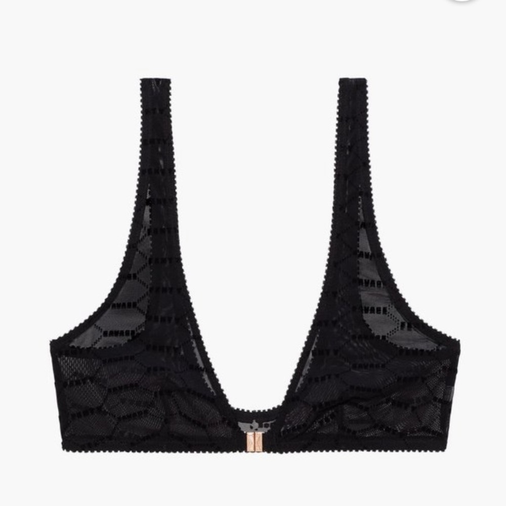 Savage x fenty Flocked black logo bralette